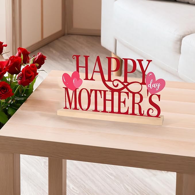 COCHIE Metal Happy Mother's Day Sign, Mothers Day Decorations for Home, Shelf, Mantel, Indoor, Mothers Day Gifts for Mom from Daughter Son, Mother Day Table Top Party Decoration (Mother's Day)-Ruum Studio Home