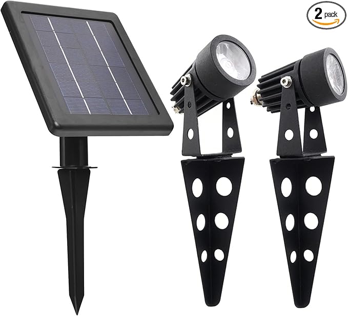 MINI 50X Twin Solar-Powered Cast Aluminium Warm White LED Spotlight 60-100 Lumen Per Light Fixture for Outdoor Garden Yard Landscape Downlight-Ruum Studio Home