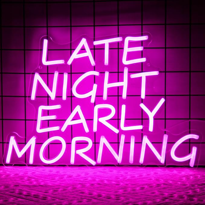 Bar Neon Sign Late Night Early Morning Neon Signs for Wall Decor Beer LED Neon Sign Pink Letter Neon Light Sign Dimmable Neon Lights for Bedroom Bar Party Hotel Club Party Man Cave Decor-Ruum Studio Home