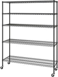 Seville Classics UltraDurable Heavy Duty NSF Solid Steel Wire Rack Storage Unit, Organizer for Garage, Warehouse, Office, Restaurant, Classroom, Kitchen, Black, 5-Tier Shelving, 60" W x 18" D-Ruum Studio Home