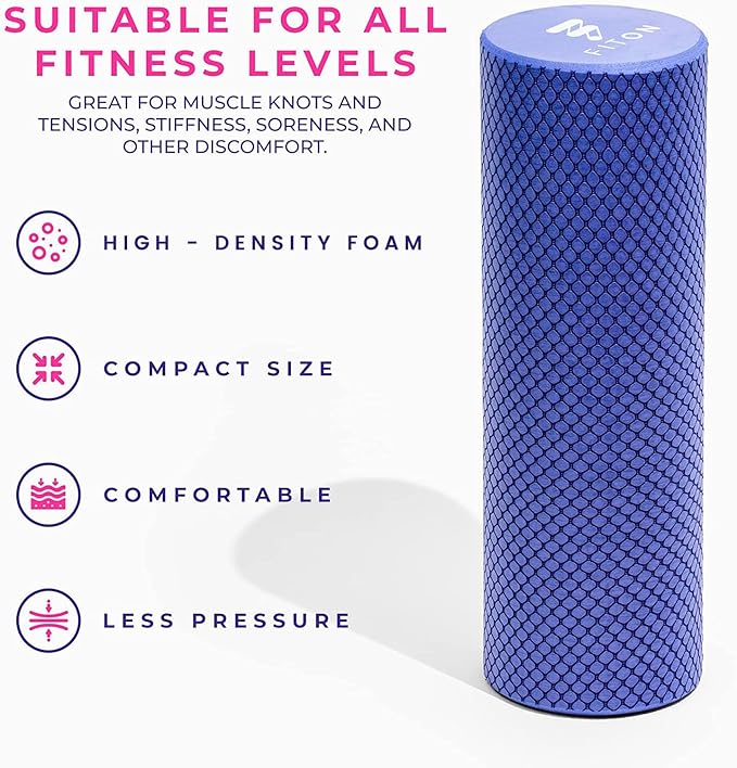 Recovery Foam Roller - High Density Travel Foam Roller for Muscle Massage and Deep Tissue Relief - Compact and Portable for Exercise, Travel, and Fitness - 12"x4", Purple-Ruum Studio Home