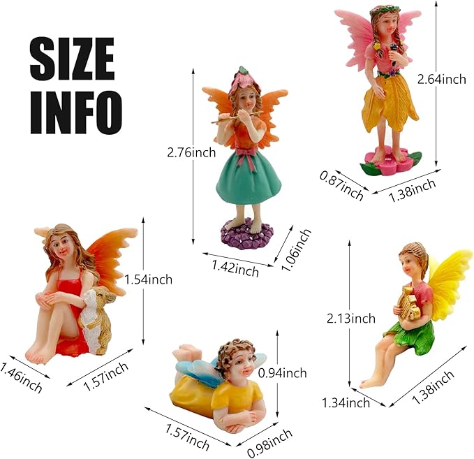 Fairies Set of 10 Pcs Miniature Garden Figurines - Outdoor Decor Art for Fall Winter, Outdoor Statue for Patio, Lawn, Yard Decoration-Ruum Studio Home