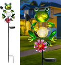 Afirst Solar Lights Outdoor Decorative Metal Frog Crackle Glass Globe Warm White LED Metal Waterproof Garden Stake Lights for Walkway Pathway Lawn Patio Yard Decorations-Ruum Studio Home
