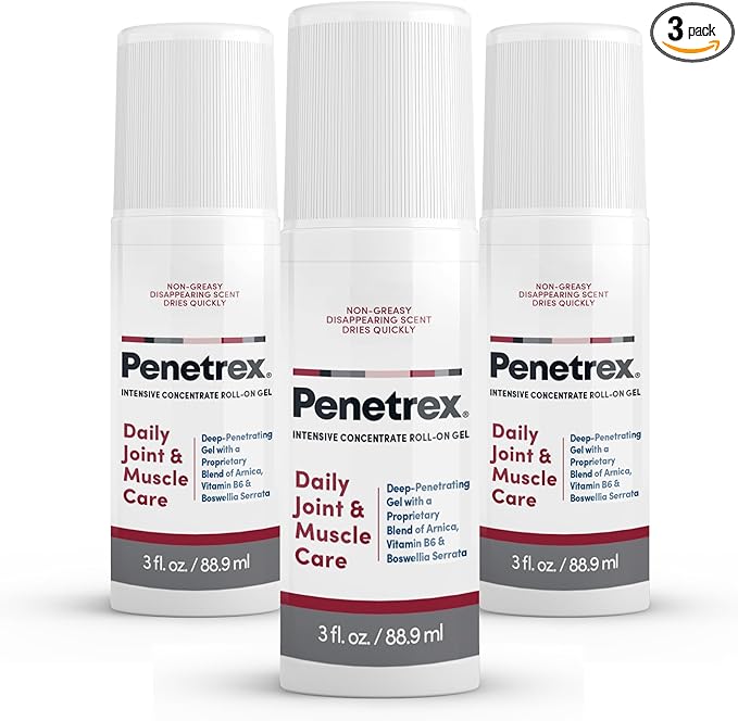 Penetrex Joint & Muscle Therapy - Soothing Gel for Back, Neck, Hands, Feet - Premium Whole Body Rub with Arnica, Vitamin B6 & MSM - 3oz Roll On Gel (3-Pack)-Ruum Studio Home