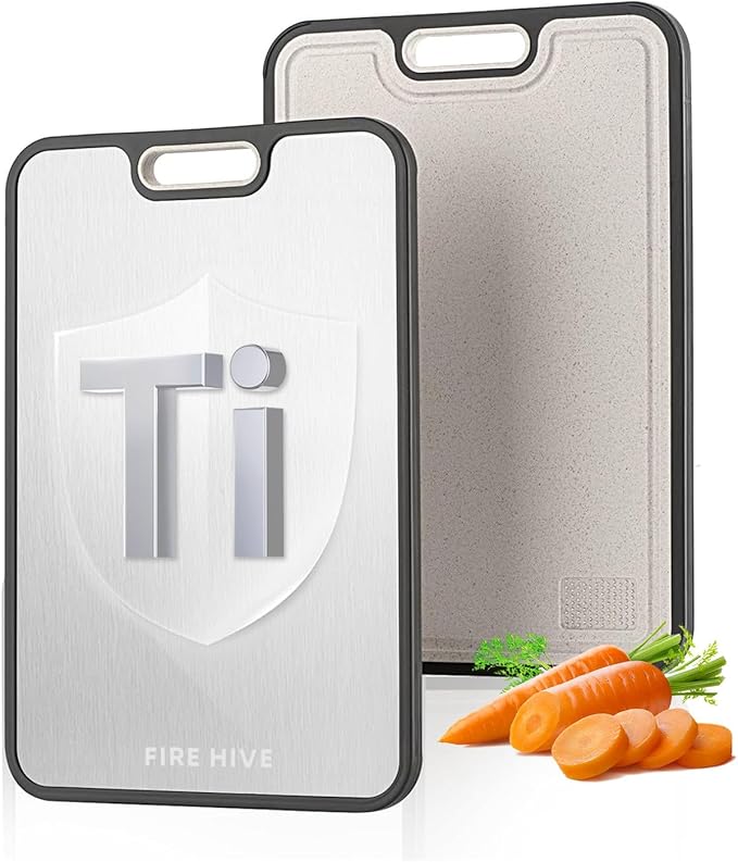 FIRE HIVE Pure Titanium & Platycodon Cutting Board - Double-Sided Large Kitchen Board, 16x11 Inch, Multi-Functional & Safe Cleaning Surface-Ruum Studio Home