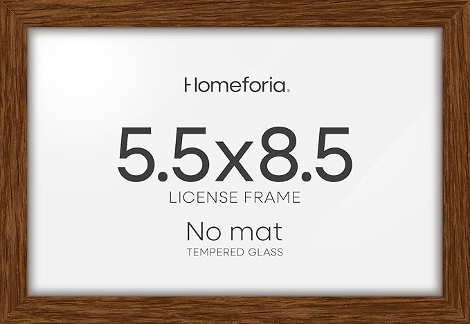 Homeforia 5.5 x 8.5 Business License Frame Brown, High End Dark Oak 5.5x8.5 Wooden Certificate Frames, 5.5 by 8.5 Walnut Wood Document Frame for Wall or Tabletop, Tempered Glass, Wall Kit, Set of 1-Ruum Studio Home