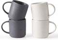 famiware Coffee Mug Set for 4, Star 12 oz Catering Mugs Cup Set with Handle for Coffee, Tea, Cocoa, Milk - Ceramic Stoneware Drinkware Set, Matte White + Matte Black-Ruum Studio Home