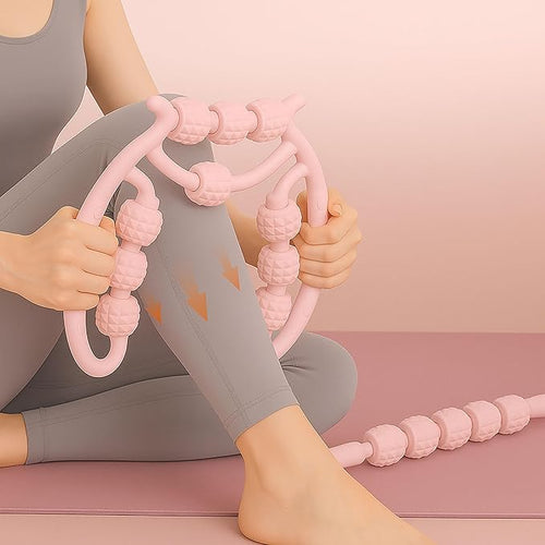 10 Roller Circular Leg Massager with Bonus Massage Stick – Manual Back & Leg Rollers, Relajador de Piernas Set, Circular Leg Clamp Roller for Neck, Arms & Legs (Pink)-Ruum Studio Home