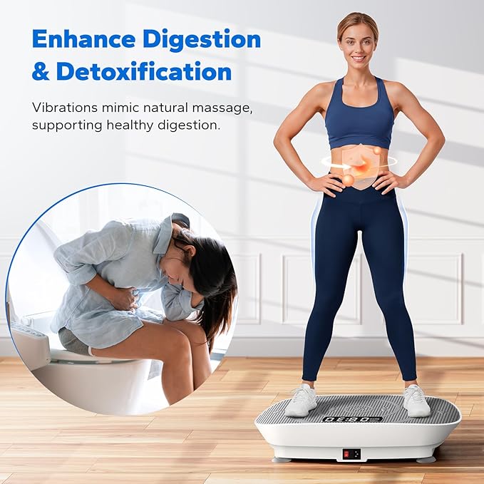 MERACH Slim Vibration Plate Exercise Machine, Vibration Plate for Lymphatic Drainage Weight Loss, Vibrating Plate with Real-Time Calorie Tracking on LED Display, Workout Equipment for Home Women Men-Ruum Studio Home