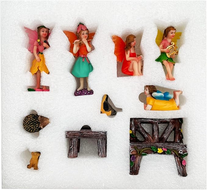 Fairies Set of 10 Pcs Miniature Garden Figurines - Outdoor Decor Art for Fall Winter, Outdoor Statue for Patio, Lawn, Yard Decoration-Ruum Studio Home