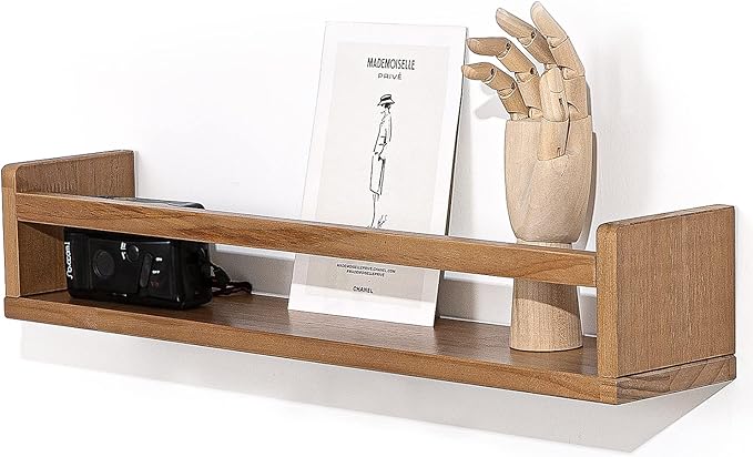 AZSKY Nursery Shelves Light Walnut Floating Book Shelf Organizer for Baby Nursery Décor Wall Book Shelves for Kids Room 24 Inch Wood Wall Ledge Shelves for Bathroom Kitchen Spice Rack a Set of 3-Ruum Studio Home