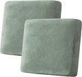 H.VERSAILTEX Velvet Stretch Couch Cushion Cover Plush Cushion Slipcover for Chair Loveseat Sofa Cushion Furniture Protector Seat Cushion Sofa Cover (2 Piece Large Sofa Cushion Covers, Sea Grass)-Ruum Studio Home