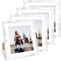 12x12 Picture Frame Set of 4, 12 x 12 Wood Photo Frames with Mat for 10x10 or 30x30cm Diamond Painting Art, Wooden Frame with Real Glass Cover for Wall and Tabletop Display,Distressed White-Ruum Studio Home