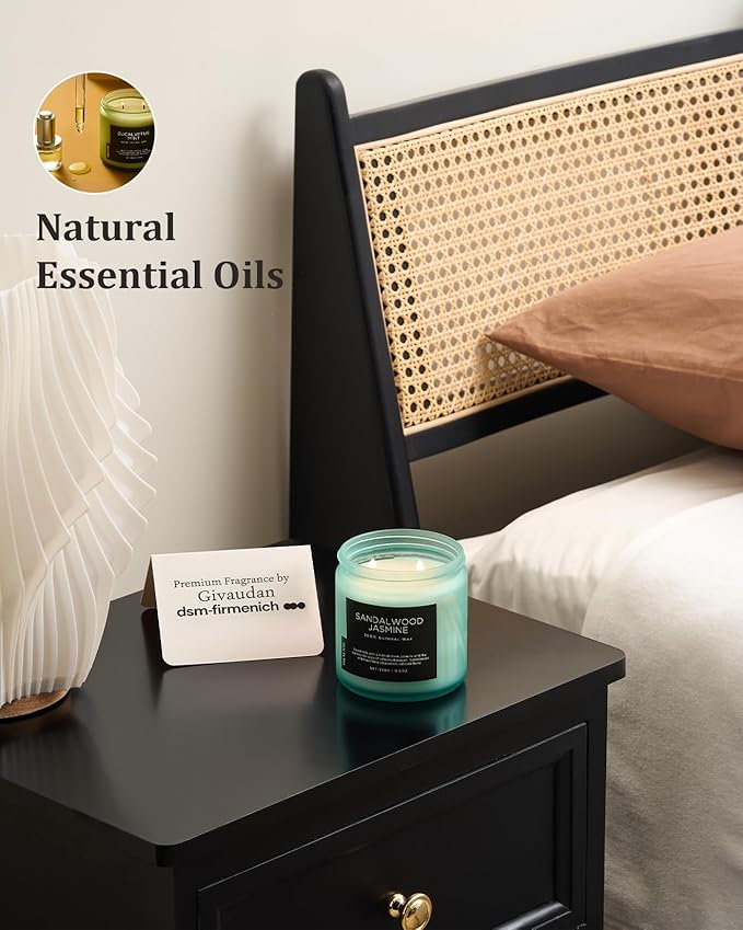 M&SENSE Sandalwood Jasmine Scented Candle, 11.6oz 70 Hours Burn Time Clean Non Toxic Natural Soy Wax Candle 2 Cotton Wick Home Decor for Mothers Day & Bathroom Bedroom-Ruum Studio Home