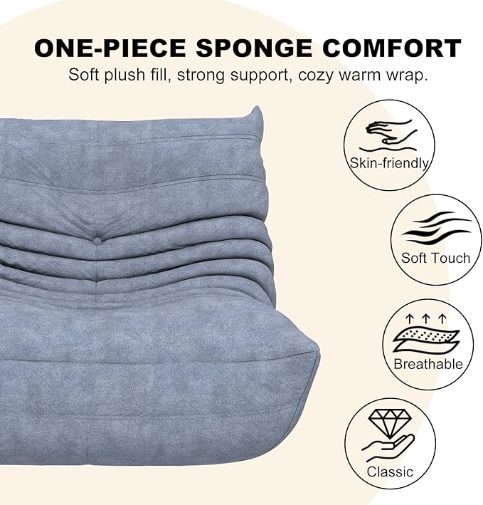 Bean Bag Chairs for Adults, Bean Bag Sofa - Adult Size with Soft Waterproof Fabric for Living Room, Apartments, Reading Corner, Gaming, and Movie Venue (Gray)-Ruum Studio Home