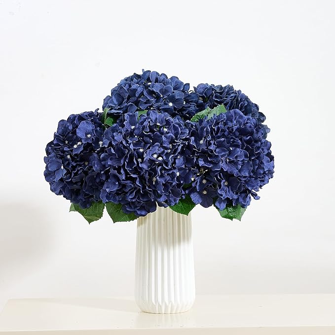 8Pcs Navy Blue Fake Flowers Silk Hydrangea Artificial Flowers Bouquets Faux Hydrangea Stems for Home Table Centerpieces Wedding Party Decoration-Ruum Studio Home