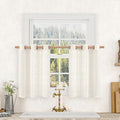 LAMIT Short Sheer Linen Curtains 30 inches Long, Bronze Grommet Linen Drapes Light Filtering Semi Sheer Curtains for Small Window/Kitchen/Cafe, 2 Panels, 34 x 30 Inch, Cream-Ruum Studio Home