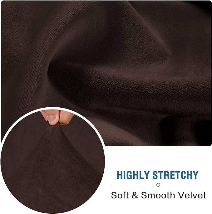 H.VERSAILTEX Velvet Stretch Couch Cushion Cover Plush Cushion Slipcover for Chair Cushion Furniture Protector Seat Cushion Sofa Cover (1 Piece Armchair Cushion Covers, Brown)-Ruum Studio Home