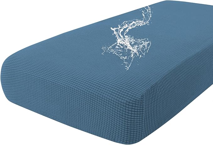 hyha Waterproof Couch Cushion Covers for Pets, Non Slip Sofa Seat Cover for Dogs Washable, Soft Thick Stretch Jacquard Fabric, Sofa Slipcovers with Elastic Bottom (1 Piece for Large, Blue)-Ruum Studio Home
