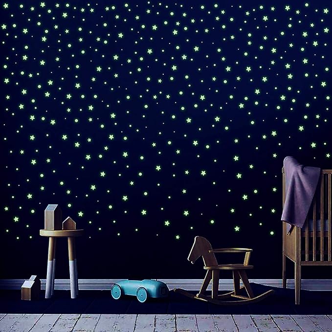 Quanhaigou Realistic 3D Domed Stars Glow in The Dark,615 pcs Dots Stars for Starry Sky, Stickers for Ceiling and Wall Decals, Perfect for Kids Bedding Room Party Birthday Gift(615 pcs)-Ruum Studio Home