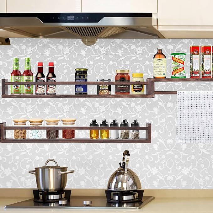 AZSKY Nursery Book Shelves Deep Walnut Wall Mount Floating Book Shelf for Bedroom Wooden Wall Book Shelf Children Kids Toddler Wall Bookshelf 36 Inch a Set of 3 Same Sizes-Ruum Studio Home