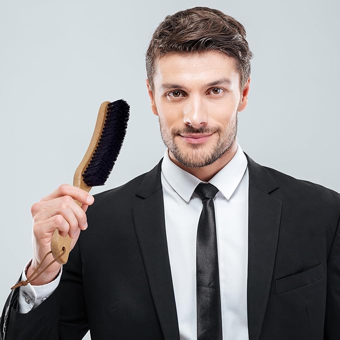 TAKAVU Clothes Brush Hat Brush, Black Boar Bristle Lint Brush with Large Beech Wood Handle - Perfect for Pet Hair, Suits, Velvet, Cashmere, Wool, Suede, Shoe - Effective Lint Remover-Ruum Studio Home