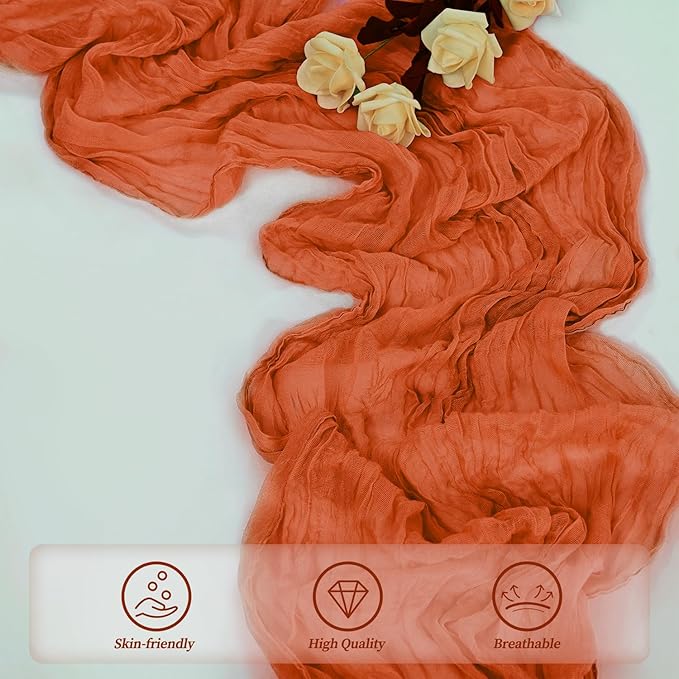 Orange Cheesecloth Table Runner 20 Pack 10FT Boho Fabric Rustic Cheese Cloth Table Runner for Wedding 20 x 120 Inch Long Bridal Shower Baby Shower Gauze Sheer Birthday Party Table Decorations-Ruum Studio Home