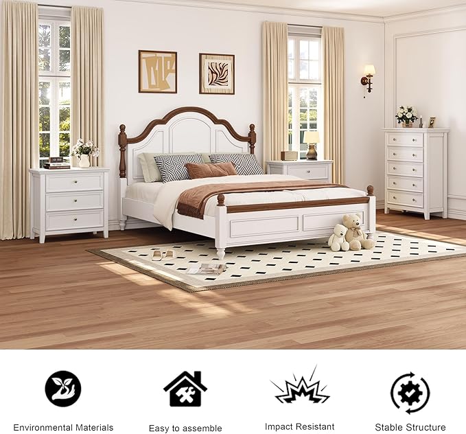 BLANKSPACE White Dresser, 3 Chest Drawer Dresser for Bedroom, Large Capacity Nightstand, Modern Wood Cabinet for Bedroom, Living Room, Closets-Ruum Studio Home