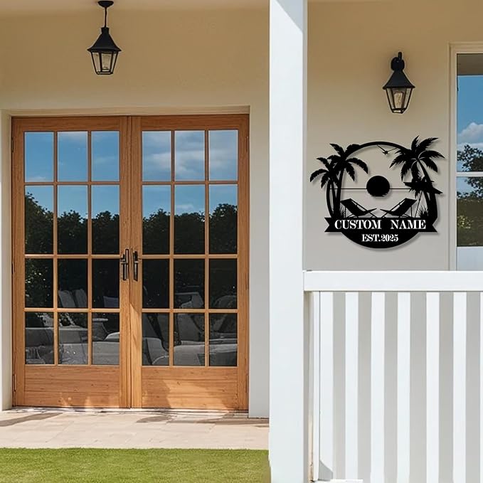 Custom Metal Beach Wall Art Sign - Personalized Size Outdoor/Indoor, Surfboard Decor, Lake House & Coastal Home Decor, Summer Gift - MADE IN USA-Ruum Studio Home