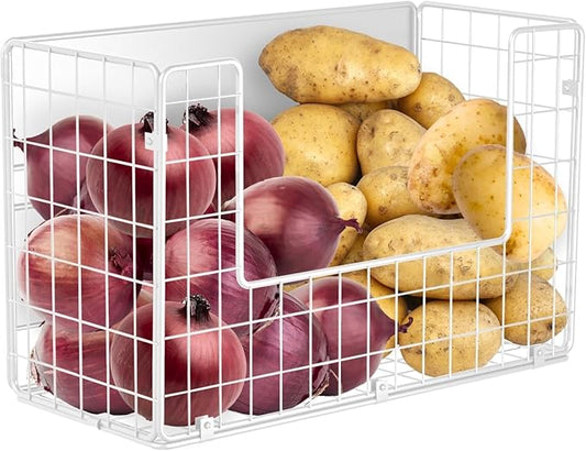Magnetic Shelf for Fridge, Fruit Potato & Onion Storage Bins, Pantry Organizers & Storage, Large Container Magnetic Basket for Refrigerator, Kitchen Counter,Cabinet Magnetic Fridge Organizer White (1)-Ruum Studio Home