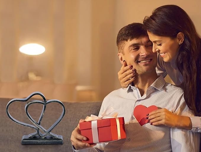 Heart Sculpture for Living Room Decor Heart Decoration Gift for Her and Him Love Wedding Anniversary Couples Gift Modern Heart Statue for Home Coffee Table Dining Table Centerpiece Birthday Gift-Ruum Studio Home