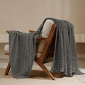 PHF 100% Cotton Waffle Weave Throw Blanket, Soft Lightweight Breathable Cozy Summer Throws for Couch Bed Sofa, Luxury Aesthetic Woven Blanket for Home Decor & Office, 50"x60", Charcoal Grey-Ruum Studio Home