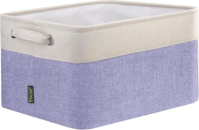 BALEINE 1 Pack Fabric Storage Bins for Shelves, Linen Storage Baskets for Organizing, Decorative Closet Bins for Clothes, Home (Lavender, 12"x8"x8")-Ruum Studio Home
