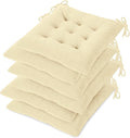 OVOV Chair Cushions for Dining Chairs Set of 6 Tufted Indoor Chair Pads with Ties Soft Square Seat Cushions for Kitchen Chairs 15.5"x15.5",White-Ruum Studio Home