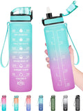 Enerbone Water Bottle, Leakproof BPA & Toxic Free, Motivational Water Bottle with Times to Drink and Straw, Fitness Sports Water Bottle with Strap for Office, Gym, Outdoor Sports-Ruum Studio Home