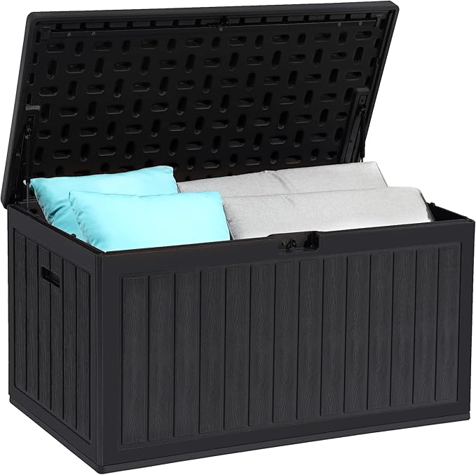 YITAHOME 90 Gallon Double-Wall Deck Box with Side Handles, Outdoor Large Storage for Patio Furniture Cushions, Garden Pool Accessories, Water Resistant & Lockable-Ruum Studio Home