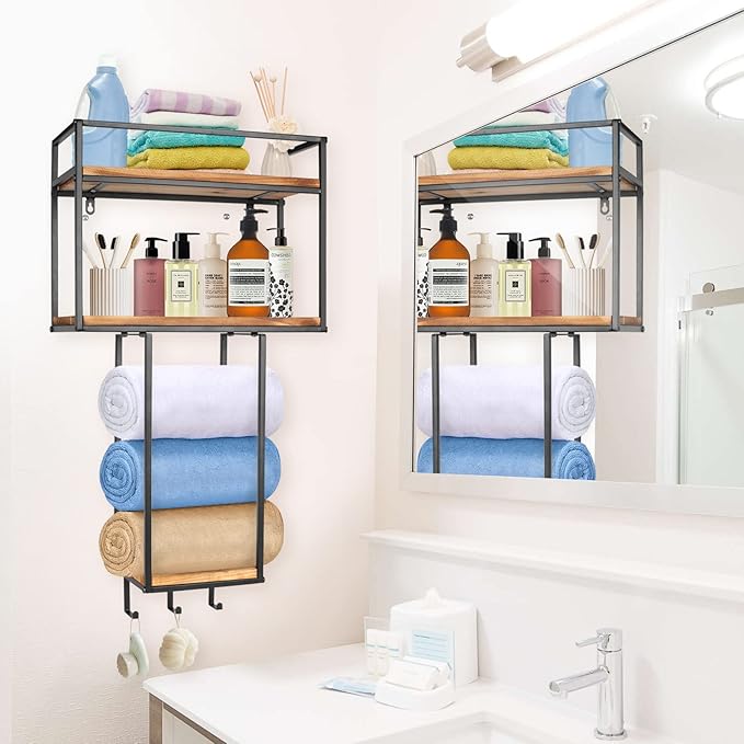 Towel Rack Wall Mounted - Space-Saving Design for Small Bathrooms - Versatile Organizer for Towels, Blankets, and More - Ideal for RVs and Hotels-Ruum Studio Home