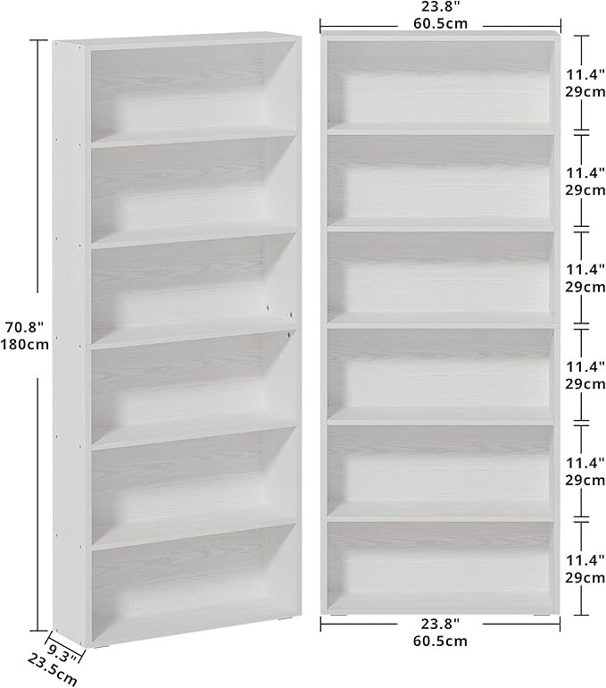 IRONCK Bookshelves and Bookcases Set of 2 Floor Standing 6 Tiers Display Storage Shelves 70 in Tall Bookcase Home Decor Furniture for Home Office, Living Room, Bed Room-Ruum Studio Home