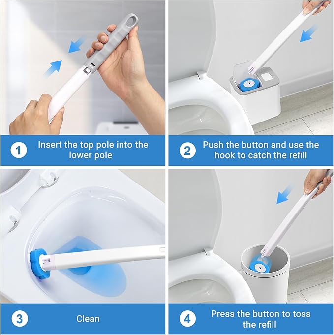 Disposable Toilet Brush with Holder, Disposable Toilet Cleaning System with 36 Refills, Toilet Wand Kit for Bathroom Toilet Cleaning (Disposable Toilet Brush)-Ruum Studio Home