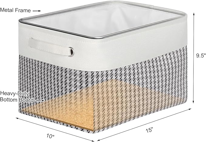 Kntiwiwo Foldable Storage Bins 15" x 10" x 9.5" Fabric Storage Basket Cube with Handles Large Linen Closet Organizer Bins for Organizing Shelf Home, Set of 3, Houndstooth-Ruum Studio Home