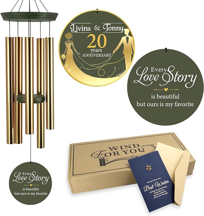 ASTARIN Wedding Memory Day Gifts Wind Chimes Customized, Personalized Wind Chimes 2025, for Couple Women Men, Deep Tone Wooden Windchime-Ruum Studio Home