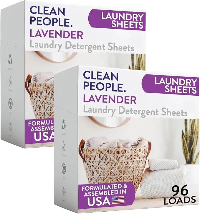 The Clean People Laundry Detergent Sheets - Laundry Soap - Ultra Concentrated, Recyclable Packaging, Stain Fighting - Lavender, 192 Pack-Ruum Studio Home
