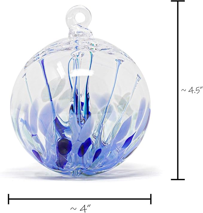 Luke Adams Handmade Glass Gazing Balls for Garden on Clearance – Hand Blown Glass Gazing Ball for Yard Décor – Decorative Garden Globe Raindrop (Blue)-Ruum Studio Home