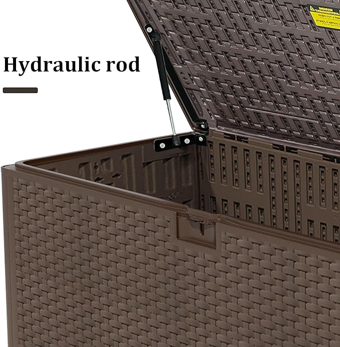 180 Pro Gallon Waterproof Outdoor Storage Bin Resin Deck Box for Patio, Poolside, and Garden, Lockable & UV-Resistant, Brown-Ruum Studio Home