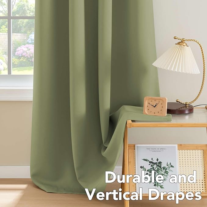 H.VERSAILTEX Blackout Curtains for Bedroom Thermal Insulated Room Darkening Living Room Curtains 72 Inch Long Grommet Privacy Protection Window Curtain Panels/Drapes for Nursery, 2 Panels, Sage-Ruum Studio Home