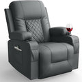 Recliner Chairs for Adults, Massage Rocker with Heated Modern Ergonomic Lounge 360 Degree Swivel Single Sofa Seat Living Room Lounge Recliners Gray-Ruum Studio Home