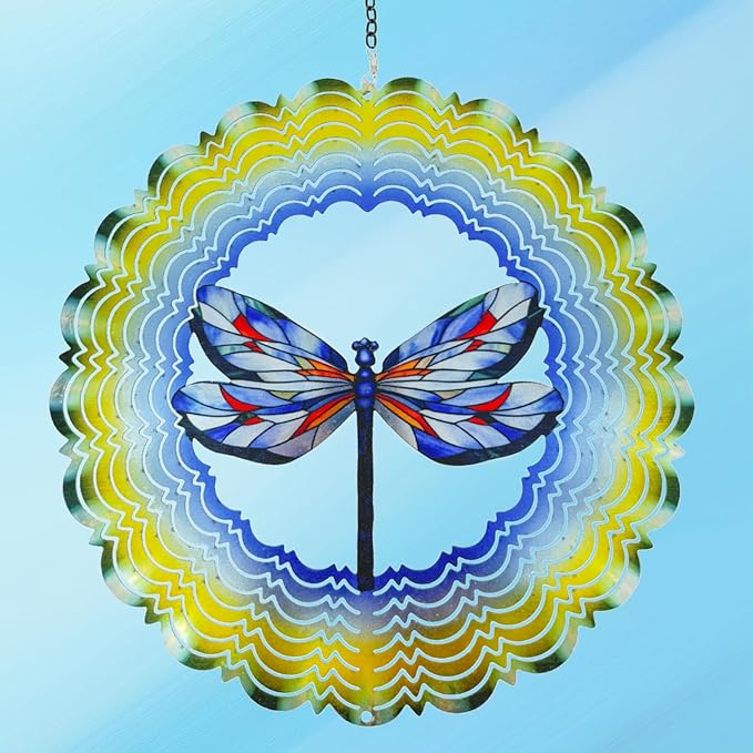 Wind Spinners Outdoor Dragonfly Decorations - Birthday Gifts for Women Mom Grandma, Hanging Wind Spinner 12 inch 3D Wind Sculptures for Garden Decor for Outside, Patio, Yard, Outdoor-Ruum Studio Home