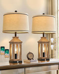 23.75" Farmhouse Dual USB Charging Ports 3-Way Dimmable Touch Control Table Lamp with Nightlight Vintage Modern Lamps for Living Room Bedroom-Ruum Studio Home