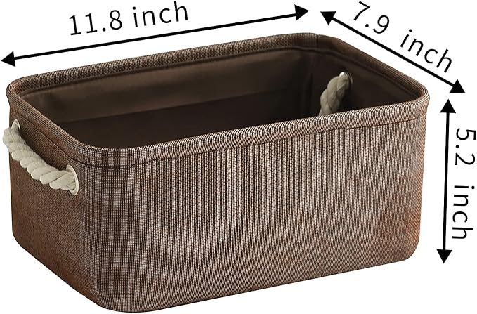 TheWarmHome Storage Basket for Organizing - 12x8x5 inch Small 6 Pack Collapsible Storage Bin for Shelves with Handles, Canves Storage Box for Cloth Closet Organizer Gift Toy (Brown)-Ruum Studio Home