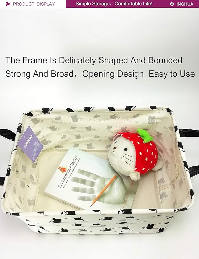Rectangular Storage Basket Fabric Organizer Bin for Toys,Books,Clothes,Gifts,Pets-Perfect for Home,Office,Nursery,Dorm,Shelf(Rec Bulldog)-Ruum Studio Home